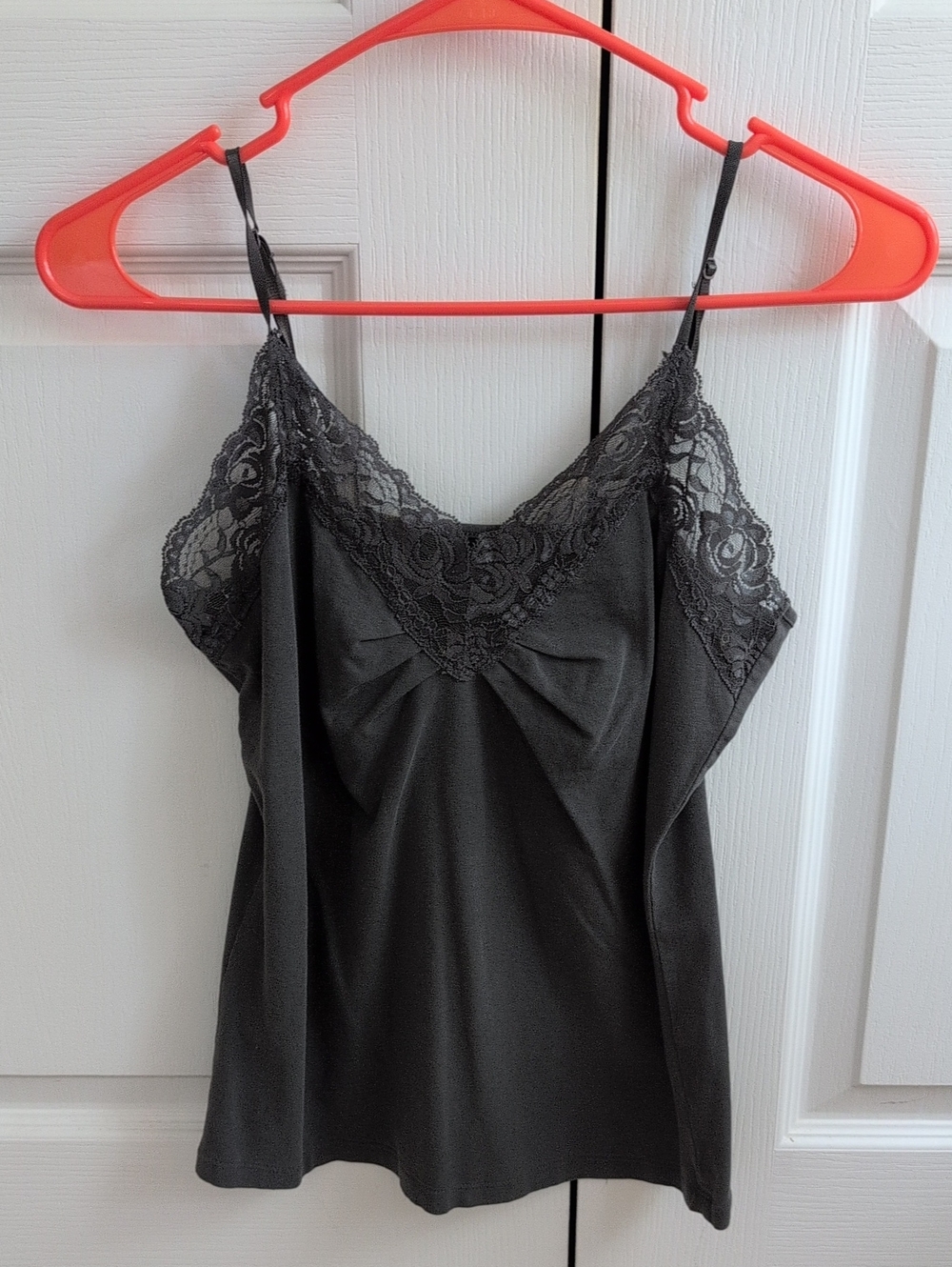 Lace-Trim Grey Camisole Tank Top